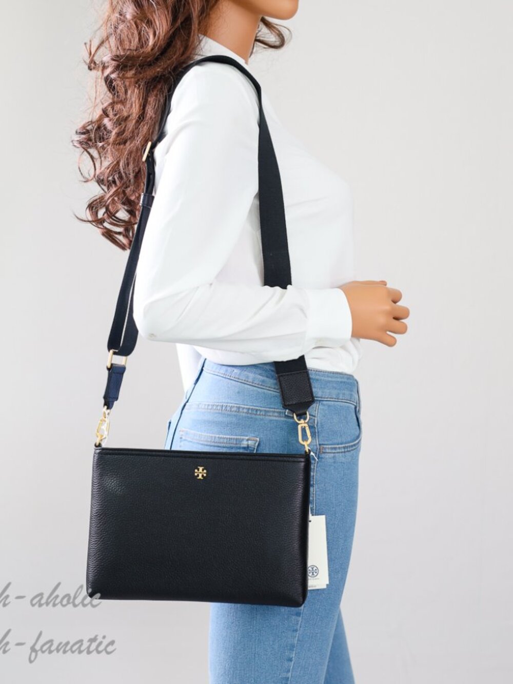 Tory Burch Blake Swingpack Leather Crossbody Messenger 176874 Black NWT